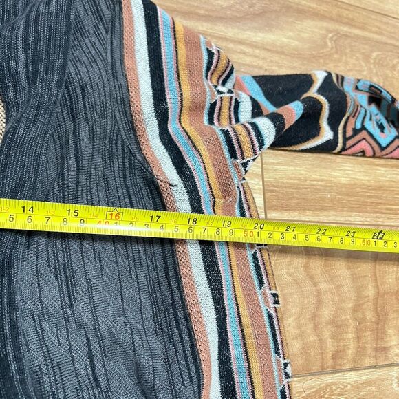 Billabong Open Cardigan Size M Black Orange Tribal Southwestern Sweater Geo - Picture 3 of 5